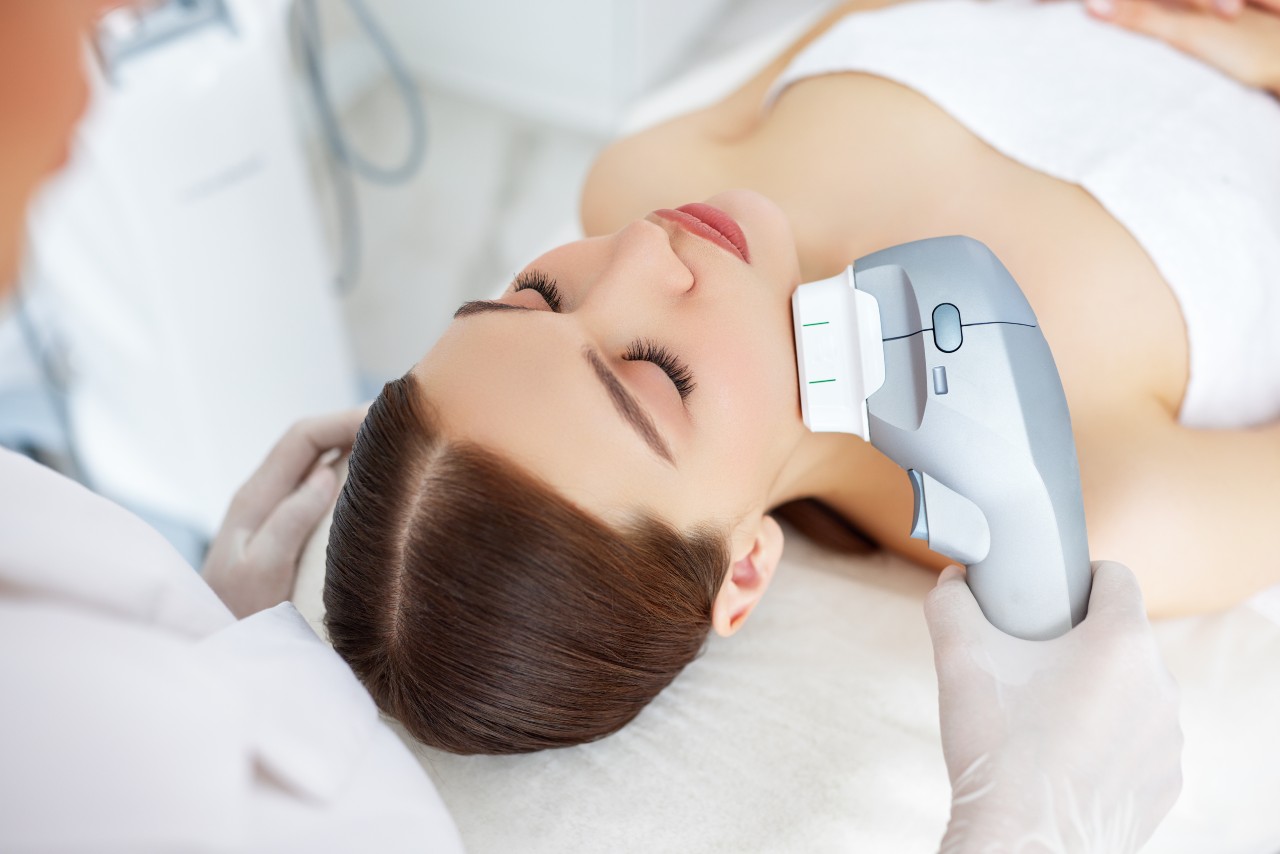 Laser hair removal in progress