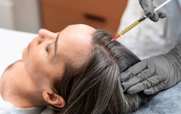 Laser hair removal in progress