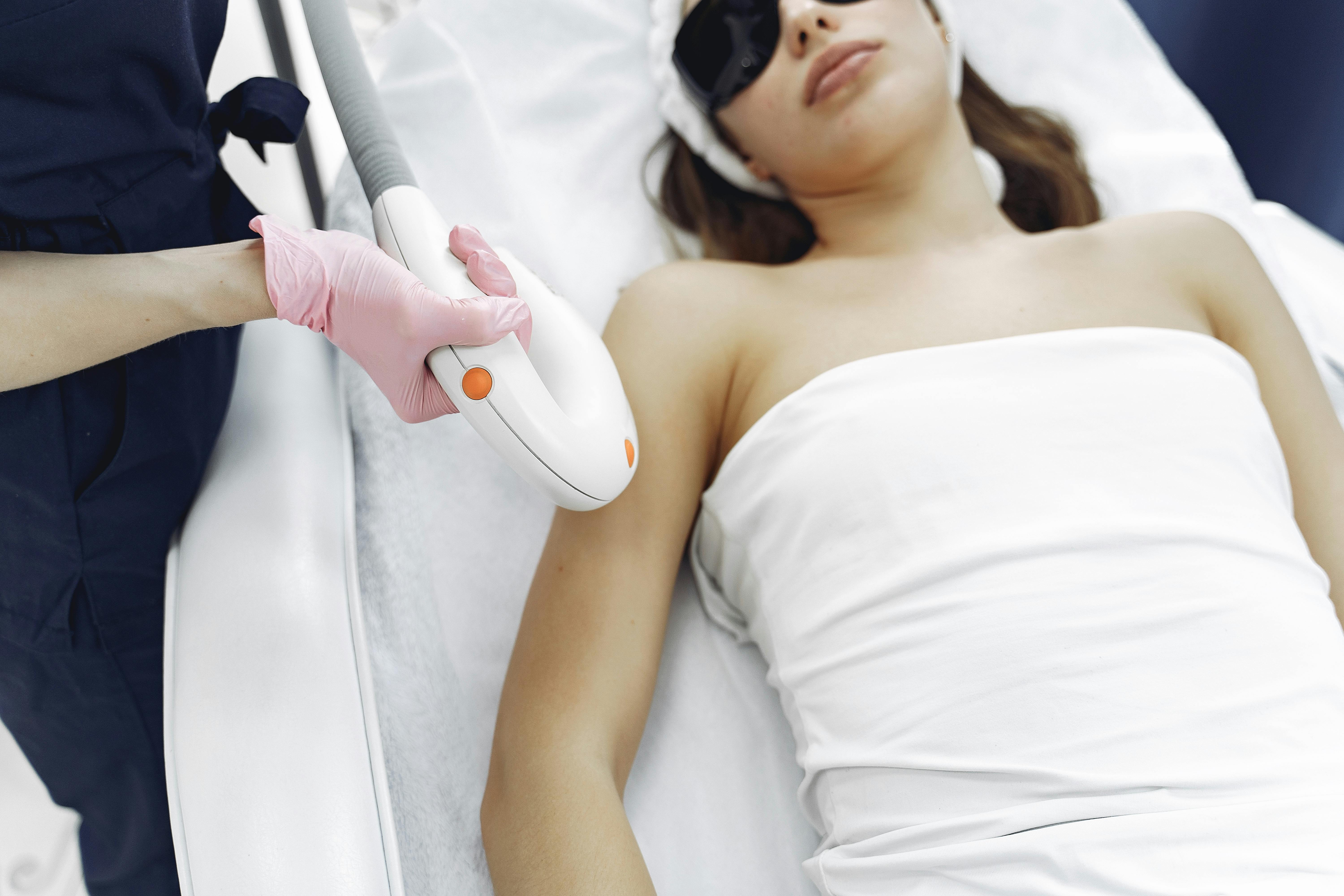 Laser hair removal in progress
